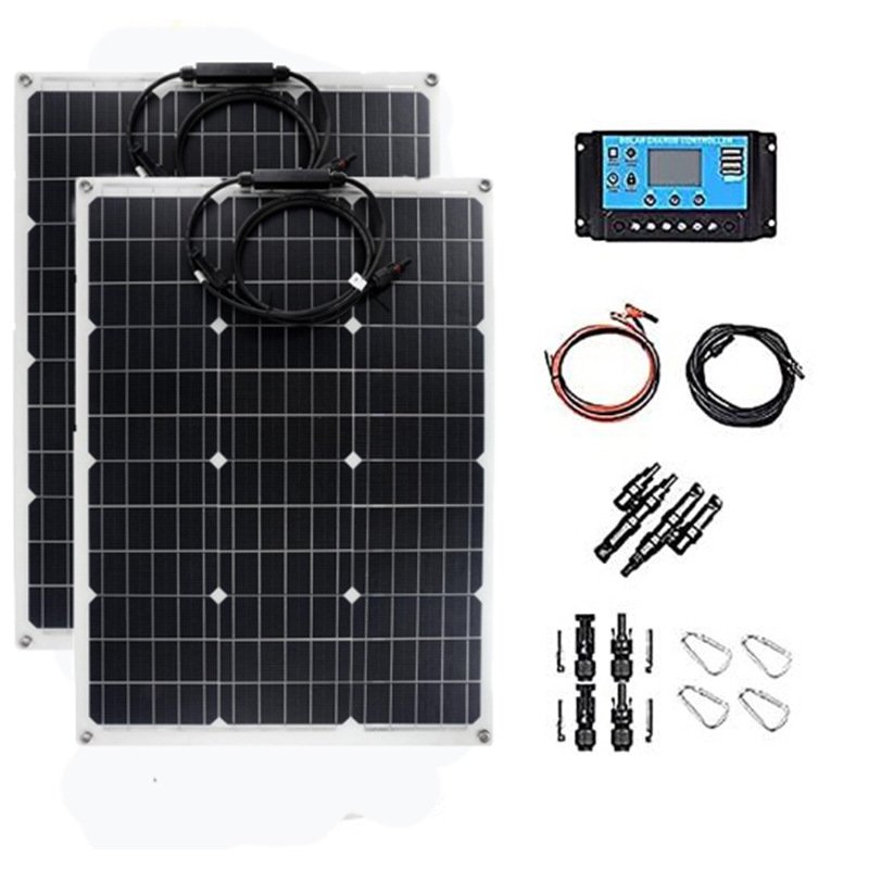 Tubes solar panel 12V Battery Charger Dual USB With Controller Solar Cells Power Bank For Phone Car Yacht RV