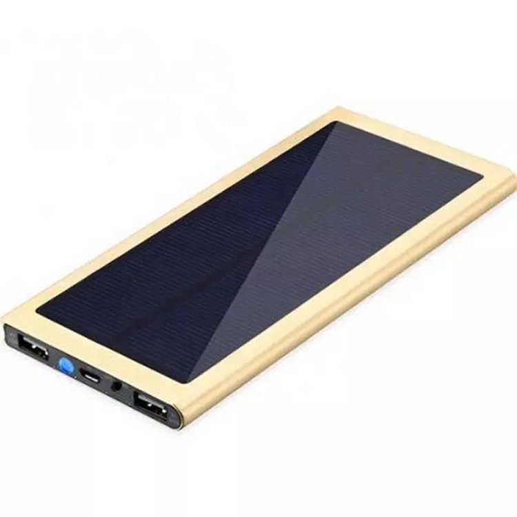 6000mah Customize Logo Super Thin Portable External Battery Charger Dual USB aluminum alloy Solar Powerbank