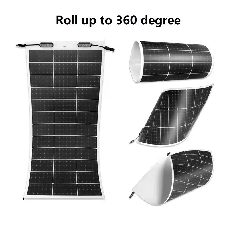 2024 New Products Sunman Flexible Solar Light Weight 430W 500W 520W Adhesive Thin Film Flexible Solar Panel