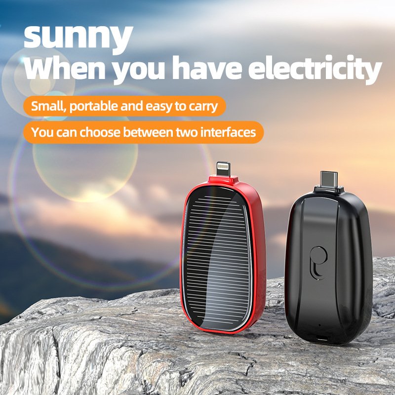 2024 Hot Selling Solar Keychain Mini Pocket Power Bank Fast Charging External Battery USB Type C Phone Charger Batteries Bank