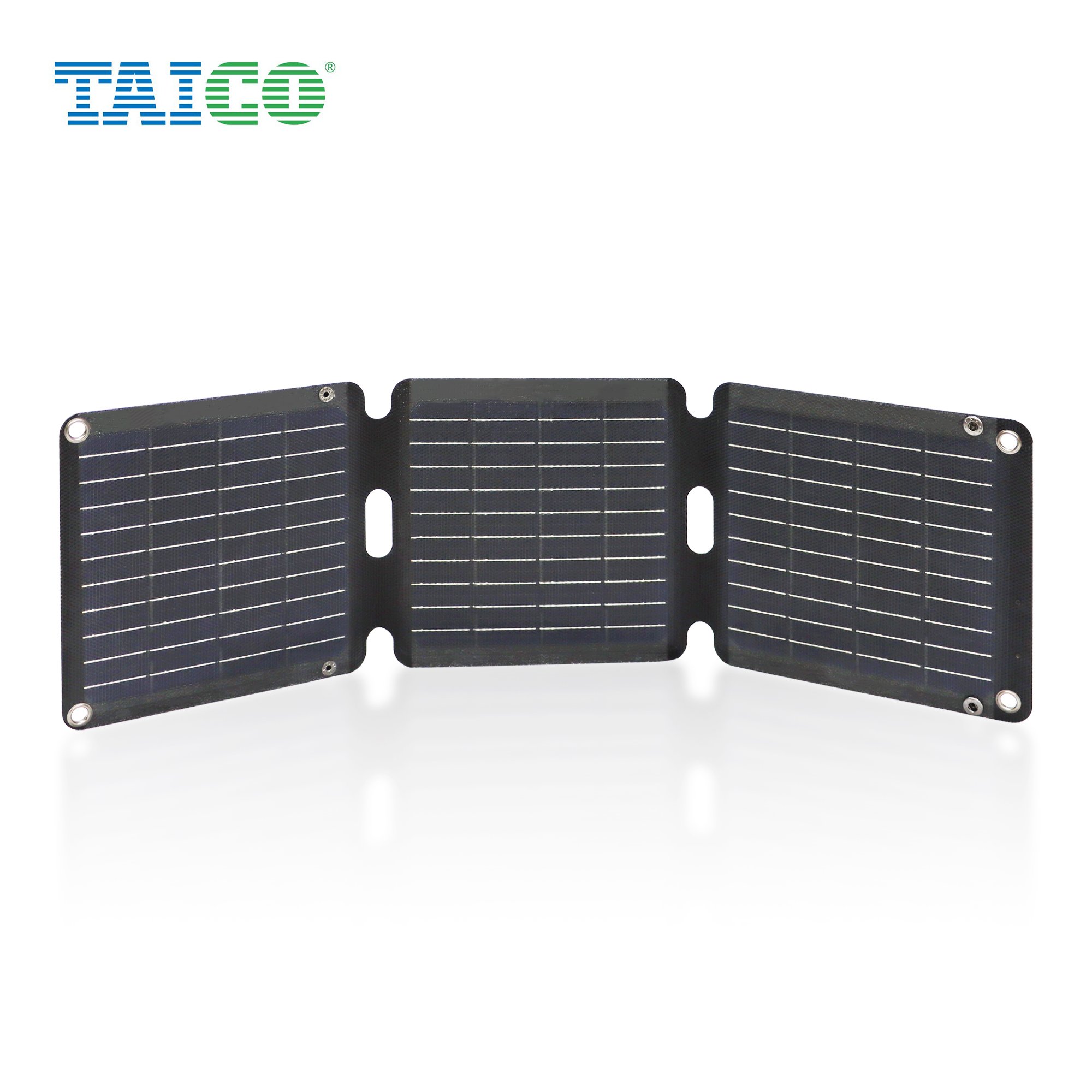 TAICO All Black Foldable Solar Charger 21W USB charger DC port Portable solar panel Charger for Phone Laptop waterproof and camp