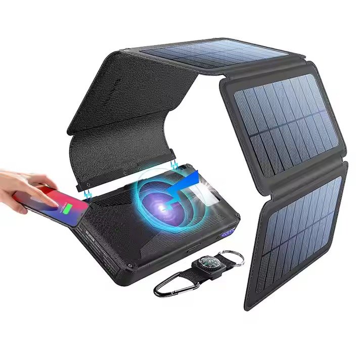 2024 New Arrival Outdoor Camping Fast Charging Solar Charger 10000mah Portable Detachable Solar Panel Power Bank