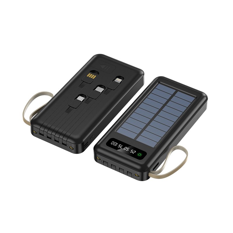 Factory Wholesale Price 20000Mah Power bank Portable Cable Solar Powerbanks With Solar Panels and Four Cable For Outdoor