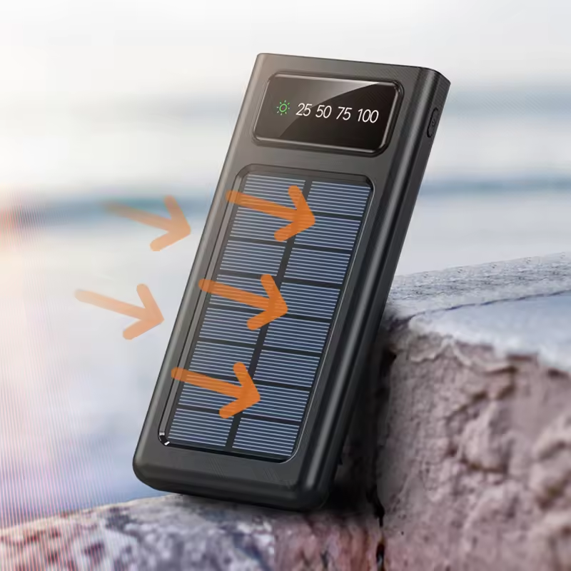 Factory Wholesale Price 20000Mah Power bank Portable Cable Solar Powerbanks With Solar Panels and Four Cable For Outdoor