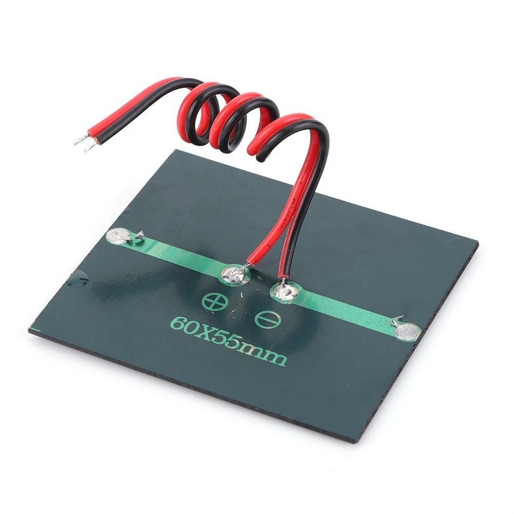 BUHESHUI 3V 0.55W Mini Solar Cell with Wires 60*55MM Polycrystalline Solar Panel DIY Solar Charger & Education Kits