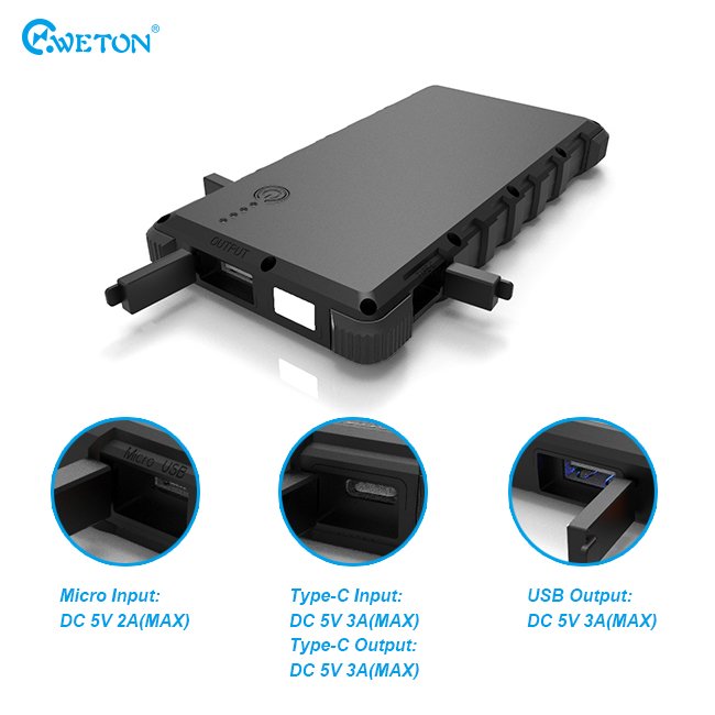 Multi-Purpose Portable Power Bank 10000Mah Branded Battery Charger Solar Power Bank