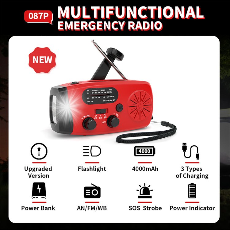 Outdoor Emergency Hand-Crank Power Solar Charger Powerbank 2000Mah Dynamo Charger