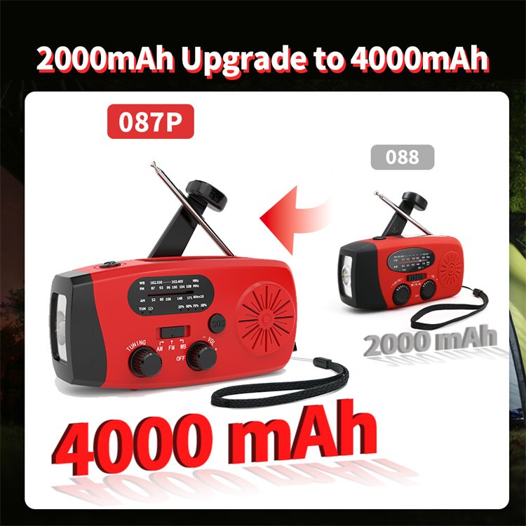 Outdoor Emergency Hand-Crank Power Solar Charger Powerbank 2000Mah Dynamo Charger