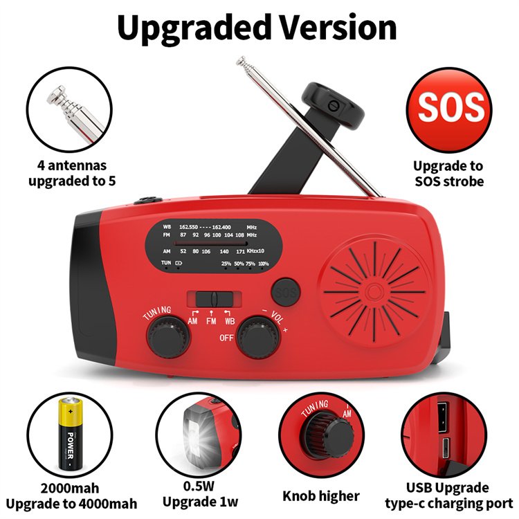 Outdoor Emergency Hand-Crank Power Solar Charger Powerbank 2000Mah Dynamo Charger