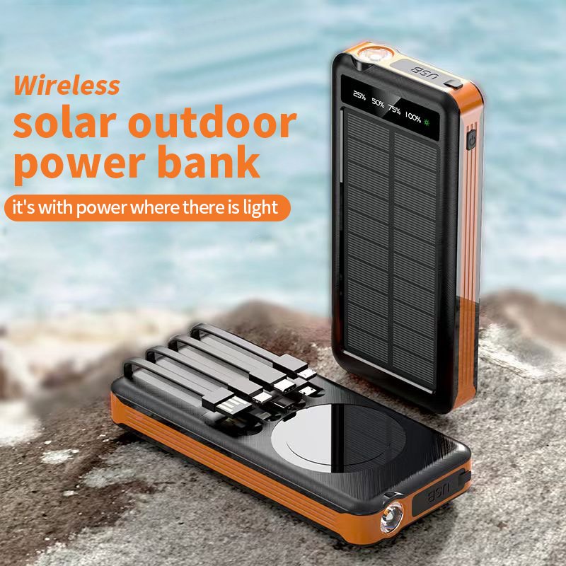 Solar Panel Wireless Powerbank Energy 10000mah Yelomin Customized Portable With Led Display Torches Mobile Phones Smart Tablet