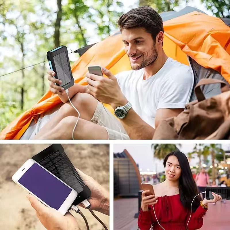 Portable 20000mah to 26800mah Waterproof Outdoor Solar Power Bank High Capacity Wireless Charger for Camping