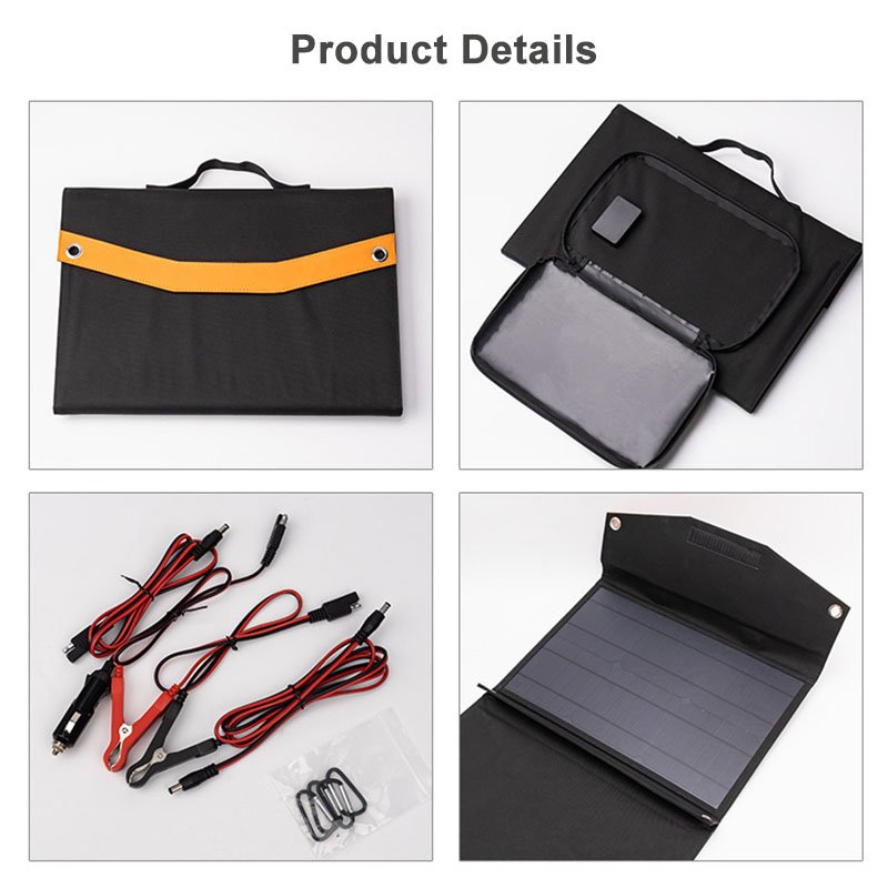 Portable Foldable Solar Panel Charger 60W 80W 100W Mono Solar Cells for Outdoor Camping Fold Solar Bag