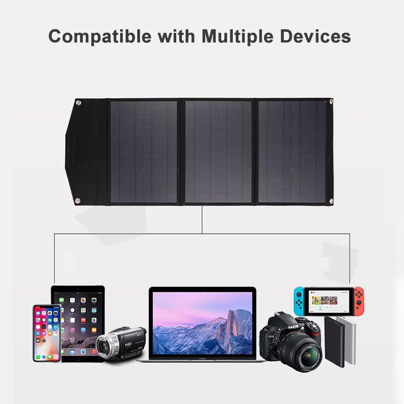 Portable Foldable Solar Panel Charger 60W 80W 100W Mono Solar Cells for Outdoor Camping Fold Solar Bag