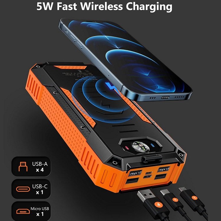 Portable PD Custom Logo Battery Cargador Power Banks Solar Type C USB Dual Solar Charger Power Bank Solar Power Bank