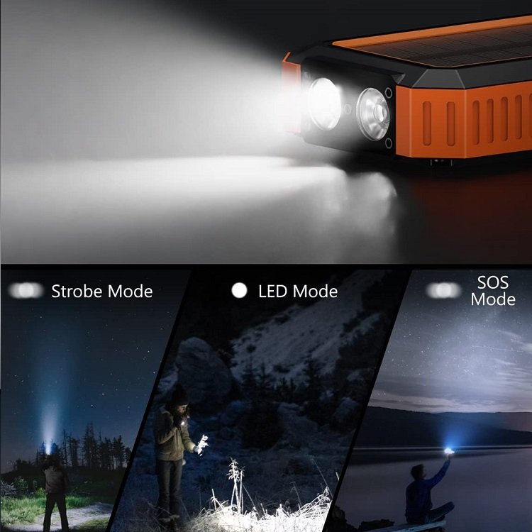 Portable PD Custom Logo Battery Cargador Power Banks Solar Type C USB Dual Solar Charger Power Bank Solar Power Bank