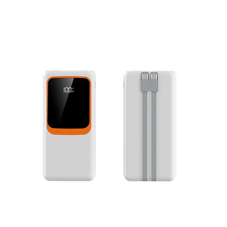 Hot Selling Powerbank 10000mah Led Light Large Window Built-in Cable Quick Charging Lanyard Powerbank