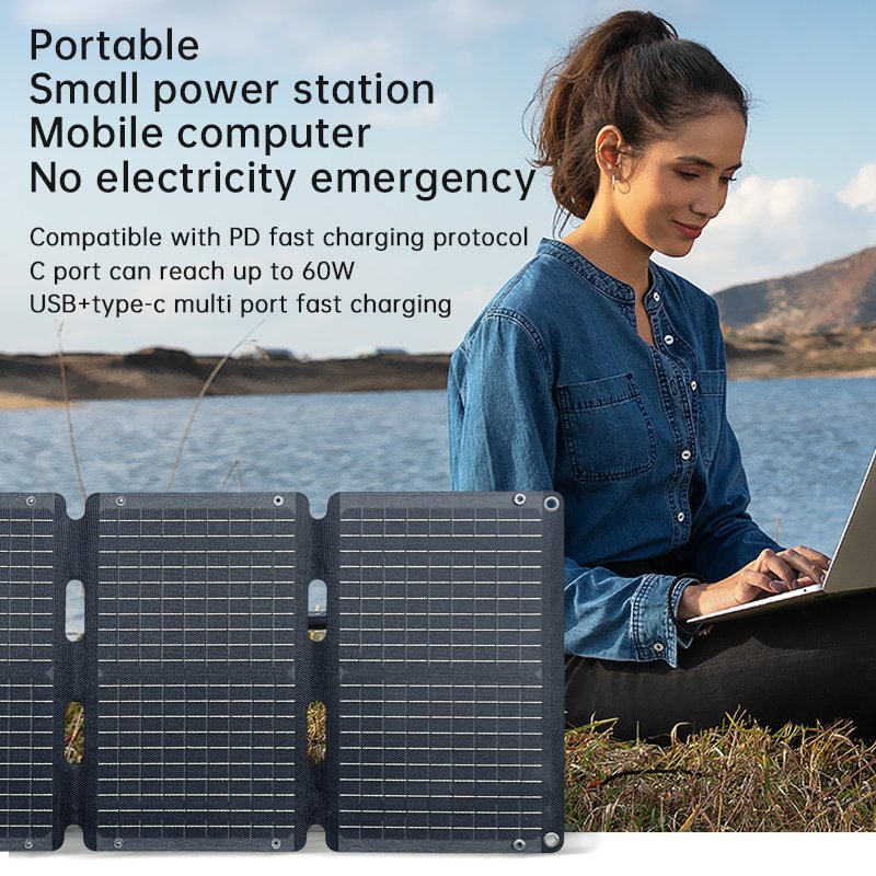 Mobile Phone Solar Power Solar Charger For Cell Phone Laptop 60W Factory Direct High Efficiency Flexible Foldable Solar Panel