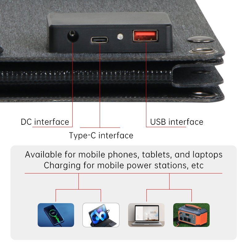 Mobile Phone Solar Power Solar Charger For Cell Phone Laptop 60W Factory Direct High Efficiency Flexible Foldable Solar Panel