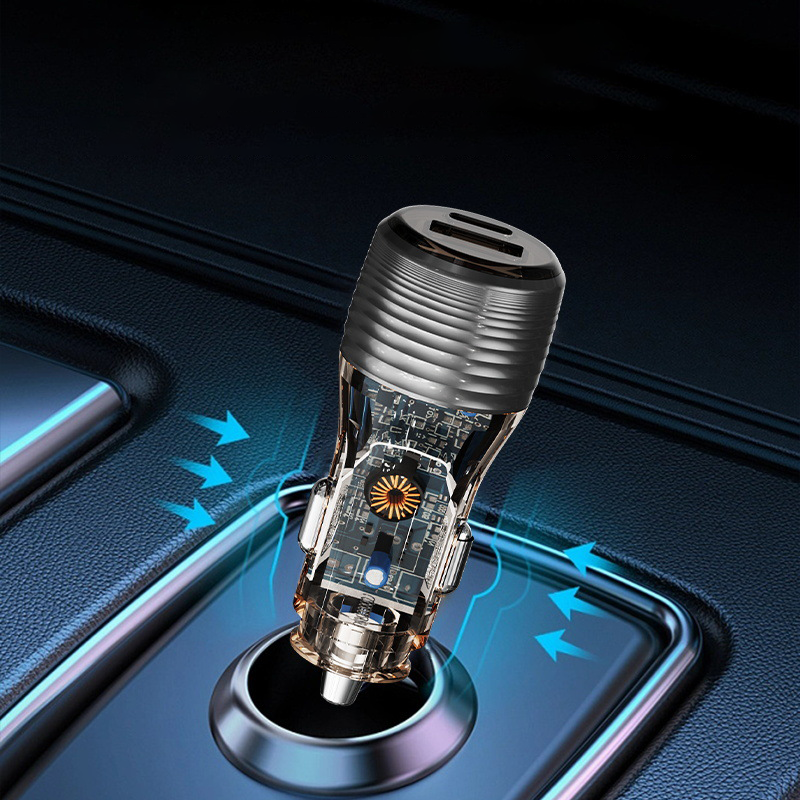 2024 New USB Mobile Car Charger Car Charger Transparent Multi Functional Fast Car Charger Supports Fast Mobile Charging
