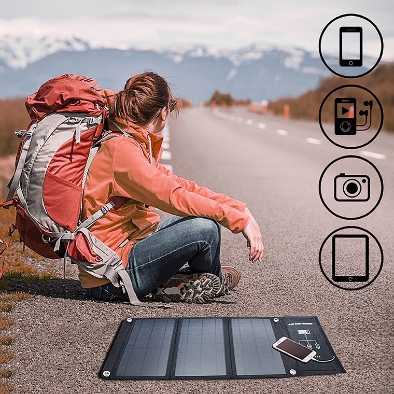 21watt flexible solar panels 3 USB ports output Foldable solar charger for phone controller solar power bank