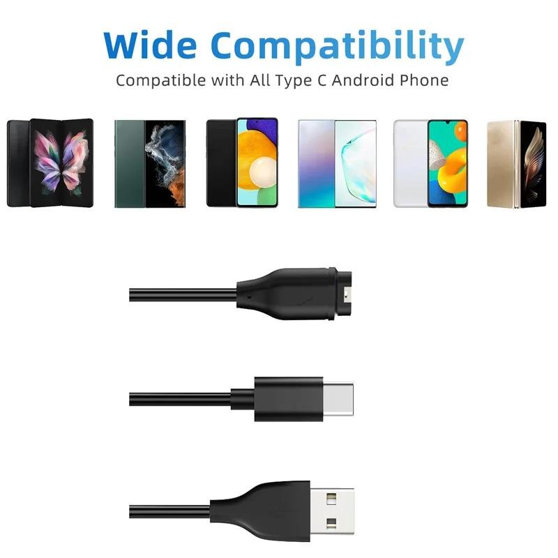 2 in 1 USB Multi Charging Cable for Garmin Instinct Forerunner Vivosmart Fenix8 Phones Tablets Earphones Smart Watch Charger