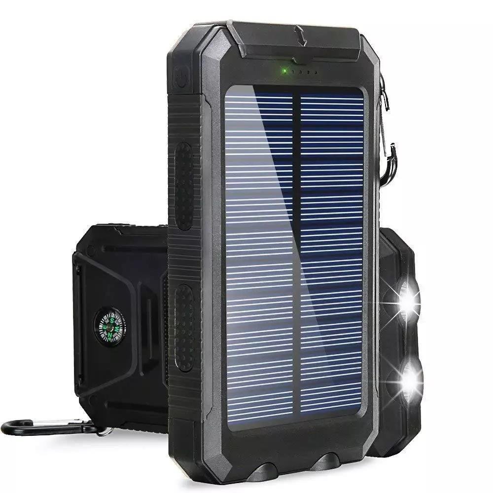 High Quality 5V 10000mah Outdoor Waterproof LED Solar Power Bank Fast Charging Portable Factory Price Gift
