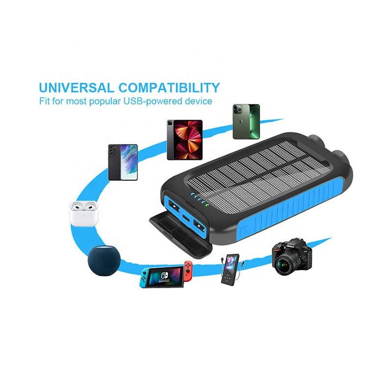 Portable Solar Power Bank 20000mAh Fast Charging Wireless Interface with LED Features