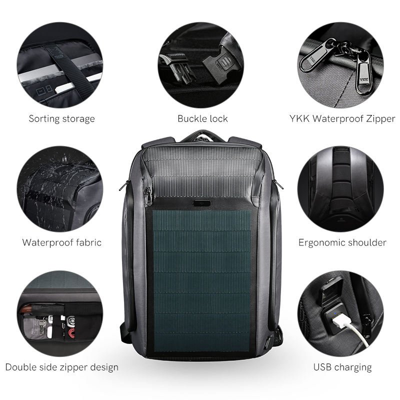Backpacking Solar Chargers Wholesale China Battery Backpack Travel Bag Customized Anti-Theft With Usb Light