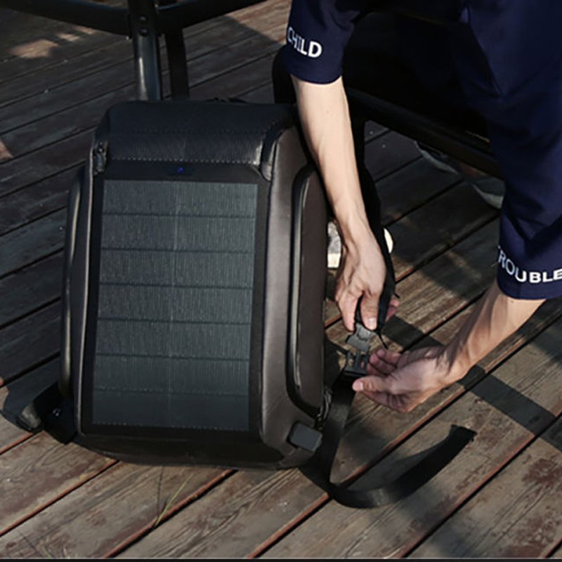 Backpacking Solar Chargers Wholesale China Battery Backpack Travel Bag Customized Anti-Theft With Usb Light
