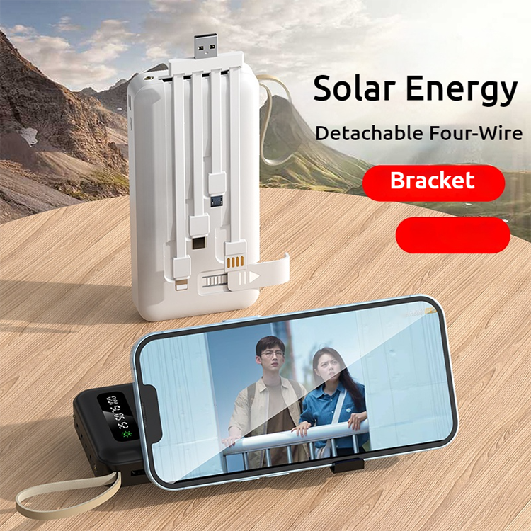 Customized Solar Charger Power Banks Station Emergency 20000mah Cable Portable Rugged Holder Power Bank