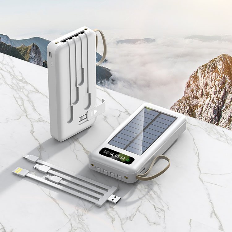 Customized Solar Charger Power Banks Station Emergency 20000mah Cable Portable Rugged Holder Power Bank