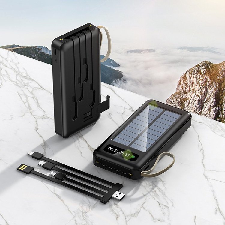 Customized Solar Charger Power Banks Station Emergency 20000mah Cable Portable Rugged Holder Power Bank