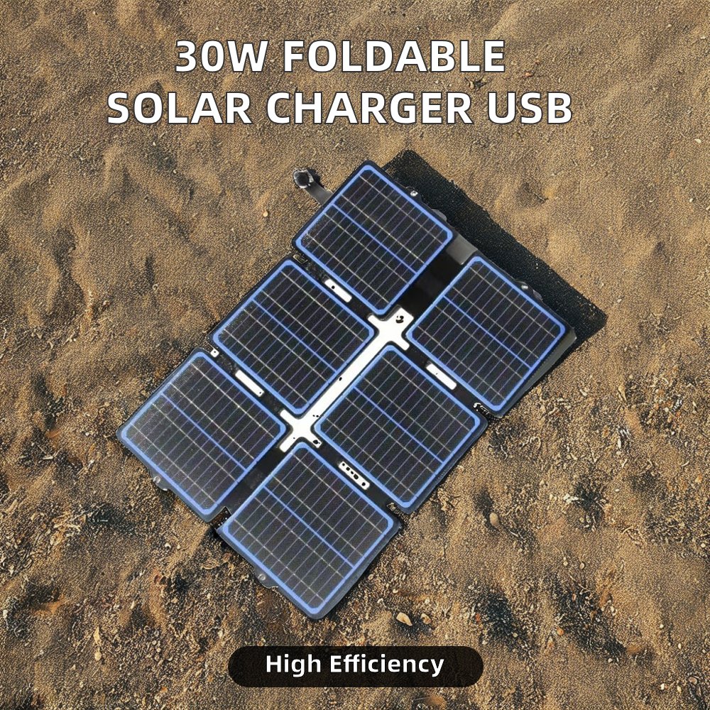 Portable 30W Foldable Solar Charger Waterproof ETFE 12V/5V USB Charging Port Battery Charger for Mobile Phones Outdoor Shengwei
