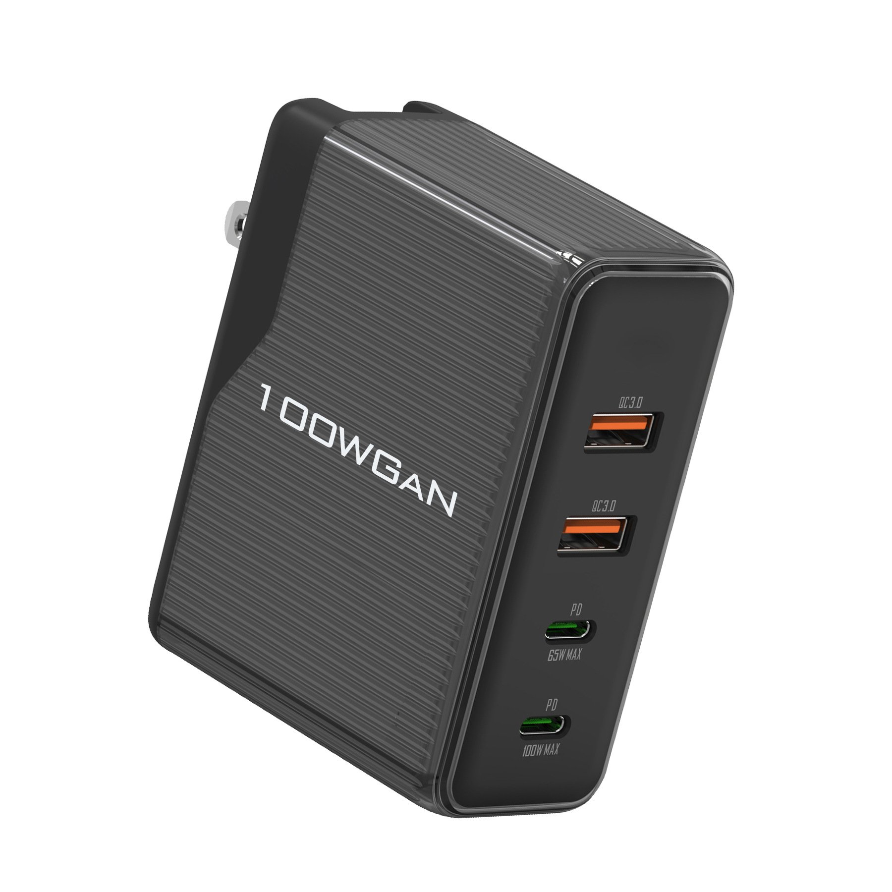 100W GaN Dual PD Multifunctional Wall Fast Charger Usb C PD Adapter Dual USB QC3.0 Power Charger With Travel Charging Plug