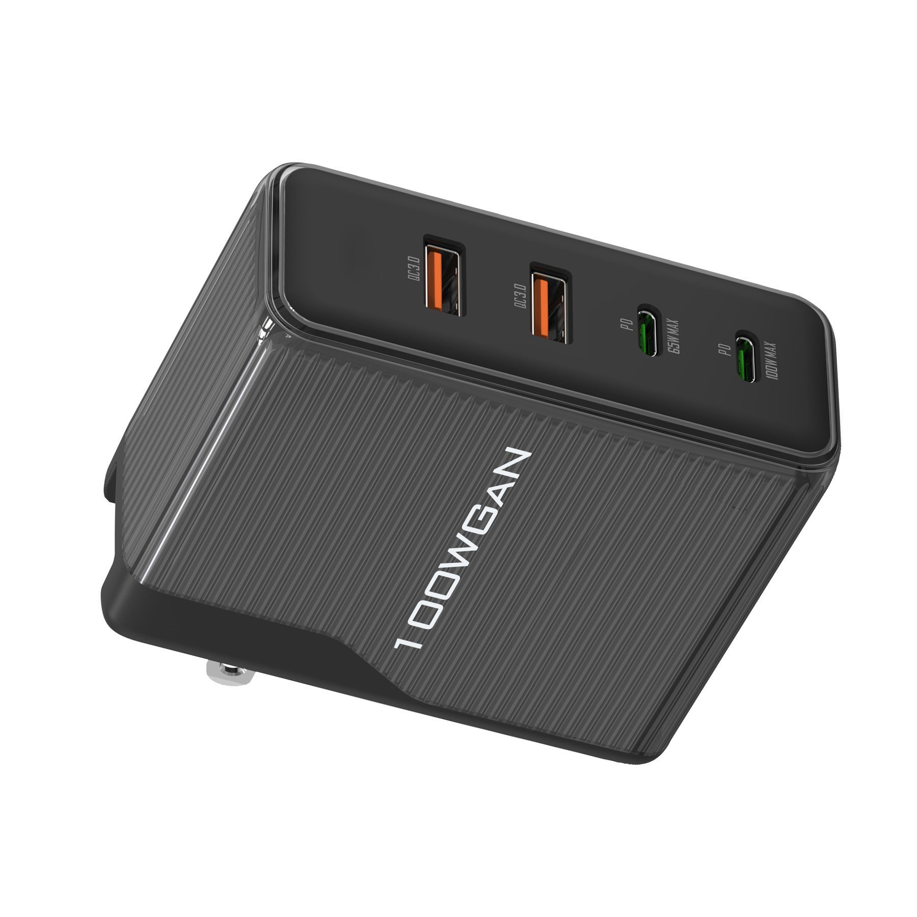 100W GaN Dual PD Multifunctional Wall Fast Charger Usb C PD Adapter Dual USB QC3.0 Power Charger With Travel Charging Plug