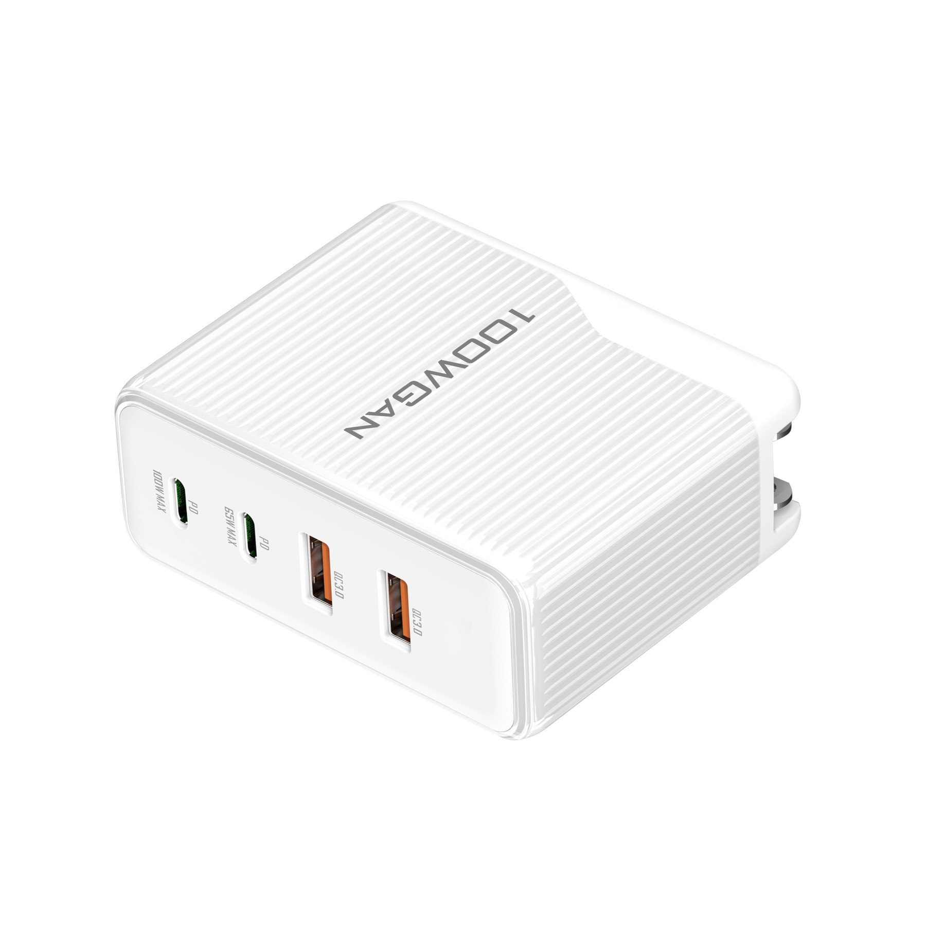 100W GaN Dual PD Multifunctional Wall Fast Charger Usb C PD Adapter Dual USB QC3.0 Power Charger With Travel Charging Plug