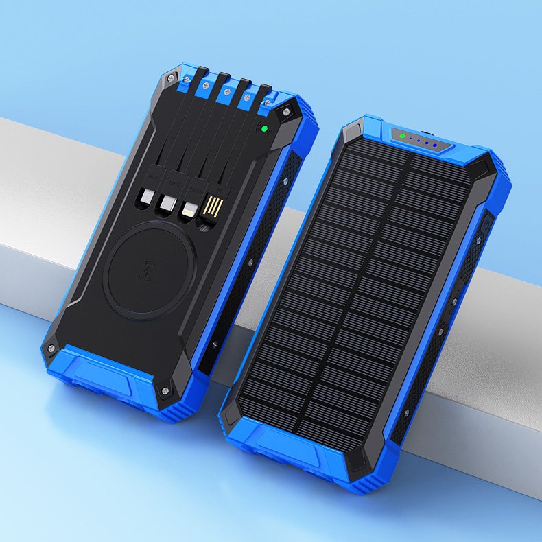 Waterproof Solar Power Bank 10000mah Big Capacity 20000Mah Emergency Wireless Charging Power Bank With Led Light