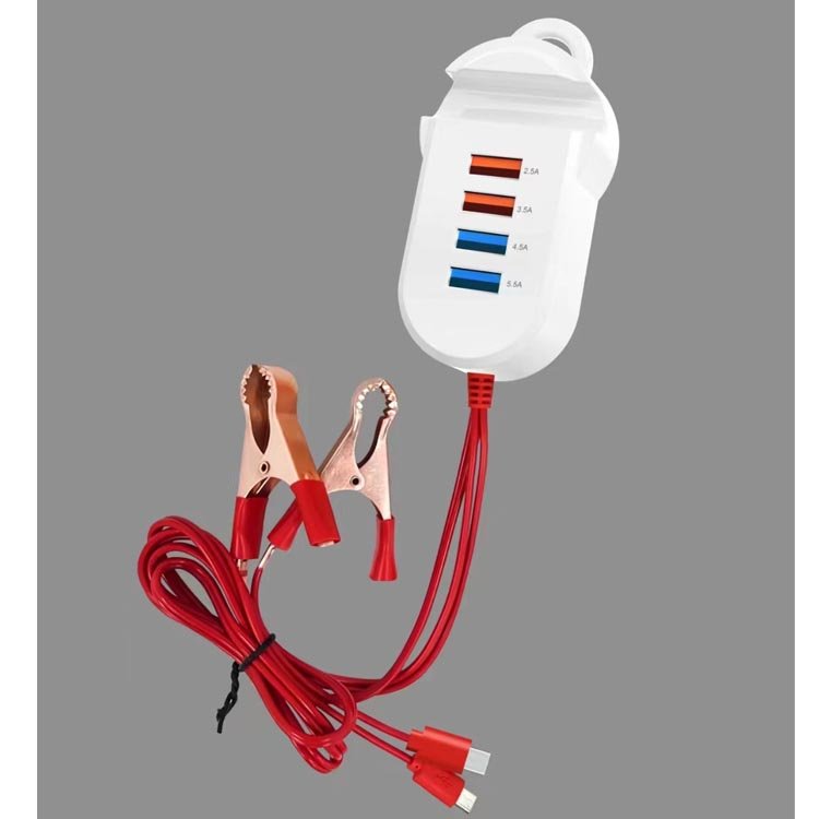 Fast charging DC to Ac 3A-5A phone charger 12V to 220V usb charger 2in1 Micro-C and Type-C Fast battery charger with holder