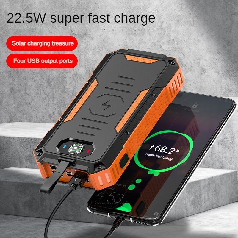 High quality 20000mAh 15W wireless charging power bank 22.5W super fast charge deep waterproof solar power bank with LED light