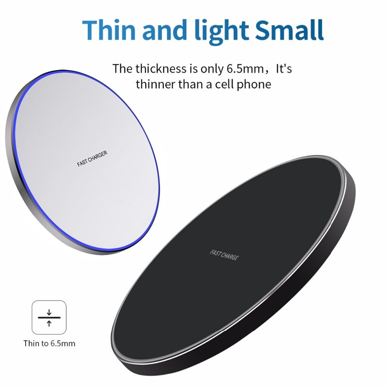 Portable LED 15W Fast Wireless Charging 10W Wireless Charger For Phone Quick Round Wireless Charger