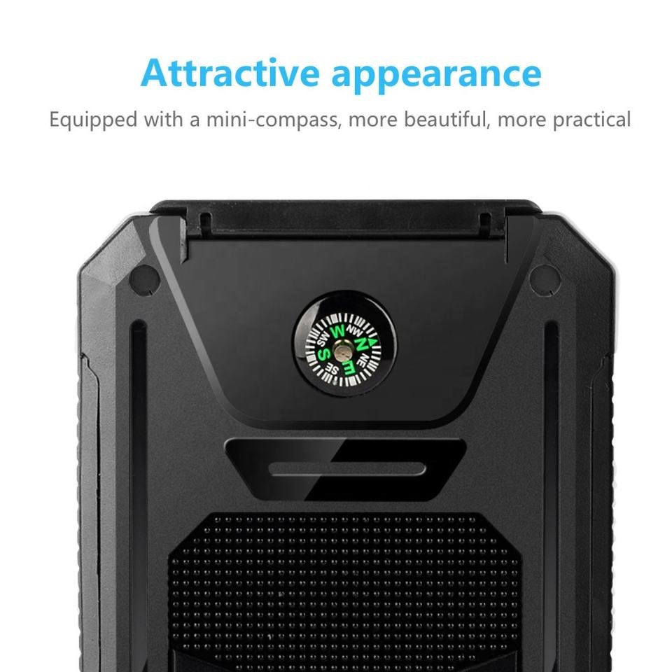 IP68 Waterproof Solar Power Bank Dual USB Port 10000mah Solar Charger with LED Light