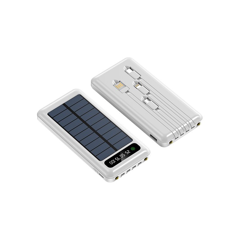 2024 Hot selling 10000mah high power capacity solar power bank 2A fast charger powerbank with 4 cables portable power banks