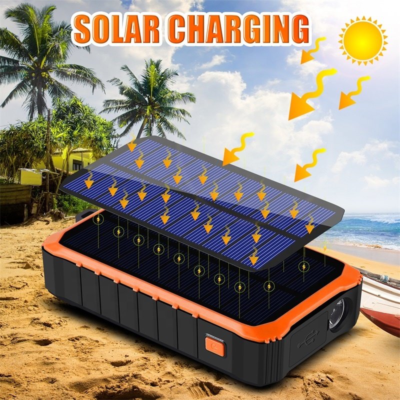 Emergency Powerbank Recyclable Use Charger powerbanks 12000mAh Portable Charger External Battery Solar Power Bank With Dual USB