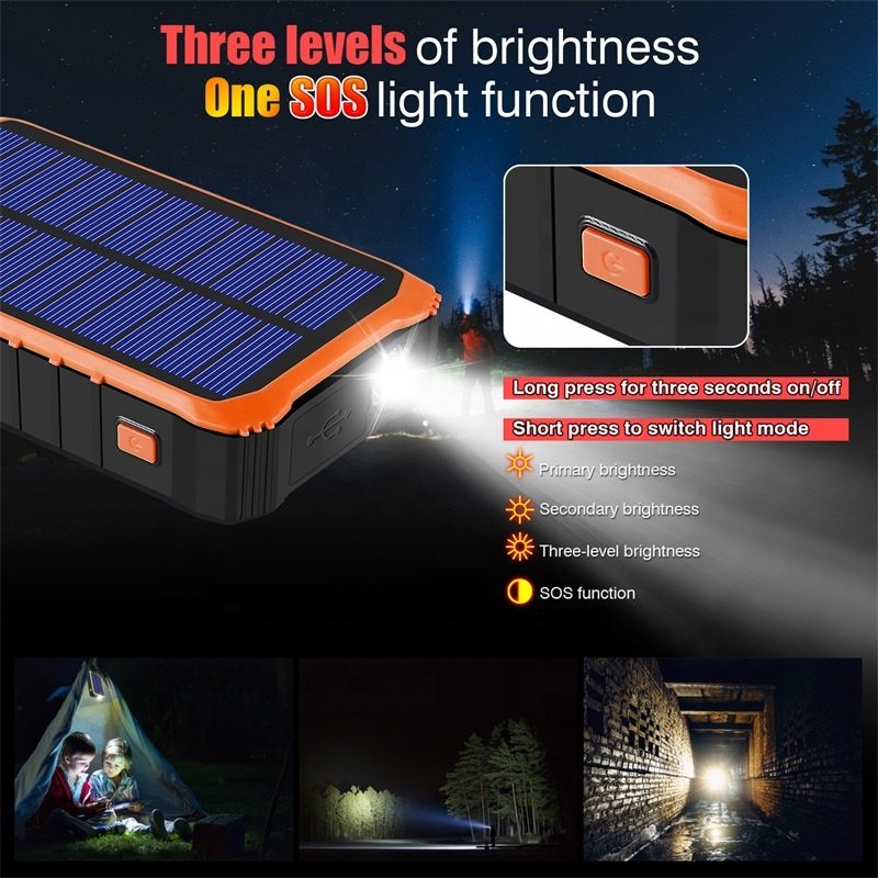 Emergency Powerbank Recyclable Use Charger powerbanks 12000mAh Portable Charger External Battery Solar Power Bank With Dual USB