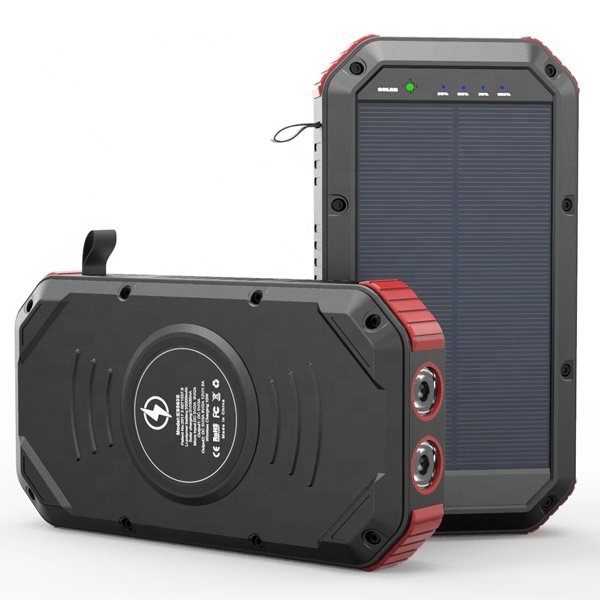 Outdoor High Capacity 30000mAh Waterproof Solar Power Bank Dual USB Solar Battery 10W Wireless Powerbanks