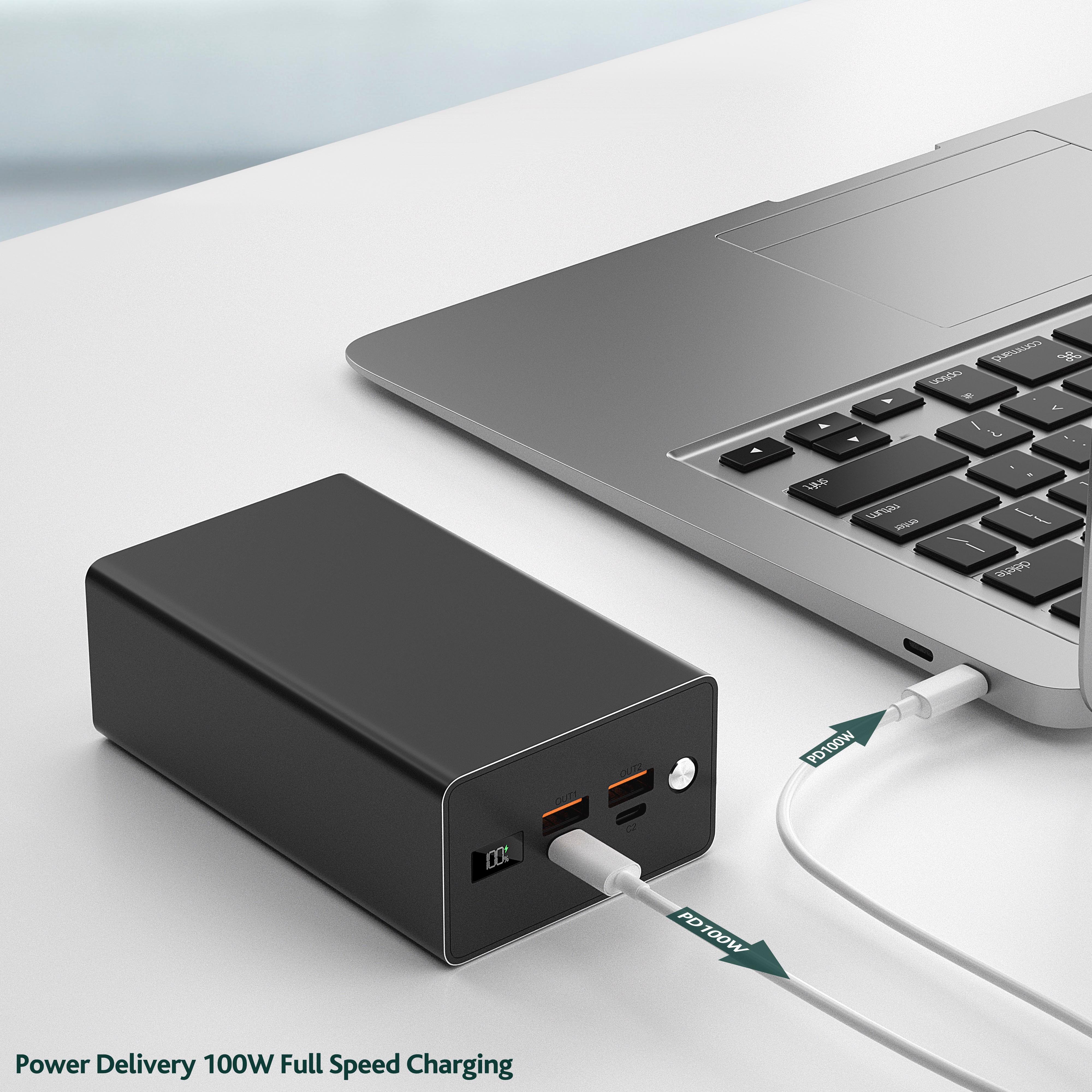 Fast Charge Led Light Power Bank 4 port power bank 40000mah PD100W Fast Charging40000 mah Power Bank 21700 batteries