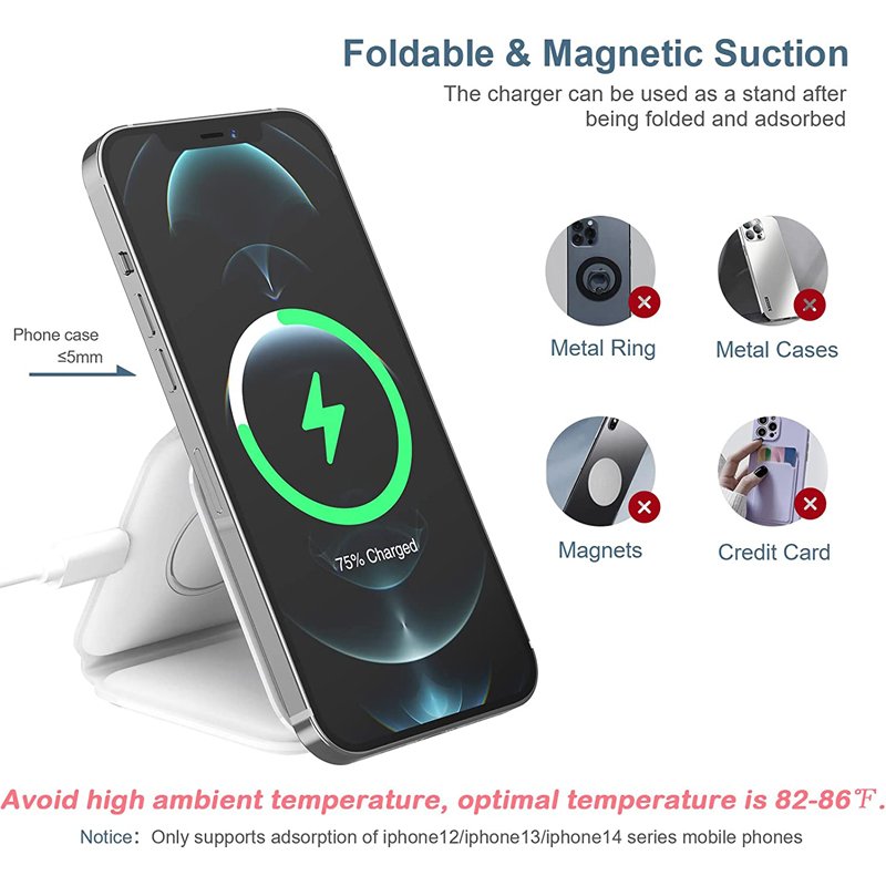 3 in 1 Foldable Wireless Charger Magnetic Fast Wireless Charging Pad Compatible For iPhone 14/Max/13 Apple Watch AirPods Pro