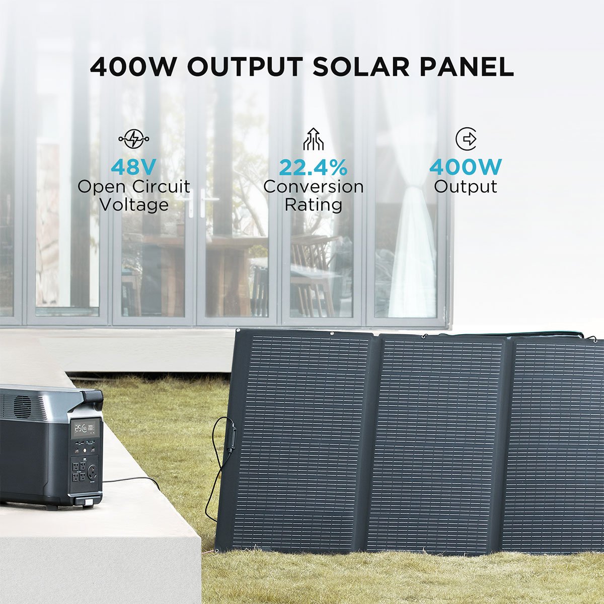 400W Portable Solar Panel for Power Station, Foldable Solar Charger with Adjustable Kickstand, Waterproof IP68 Solar Modules