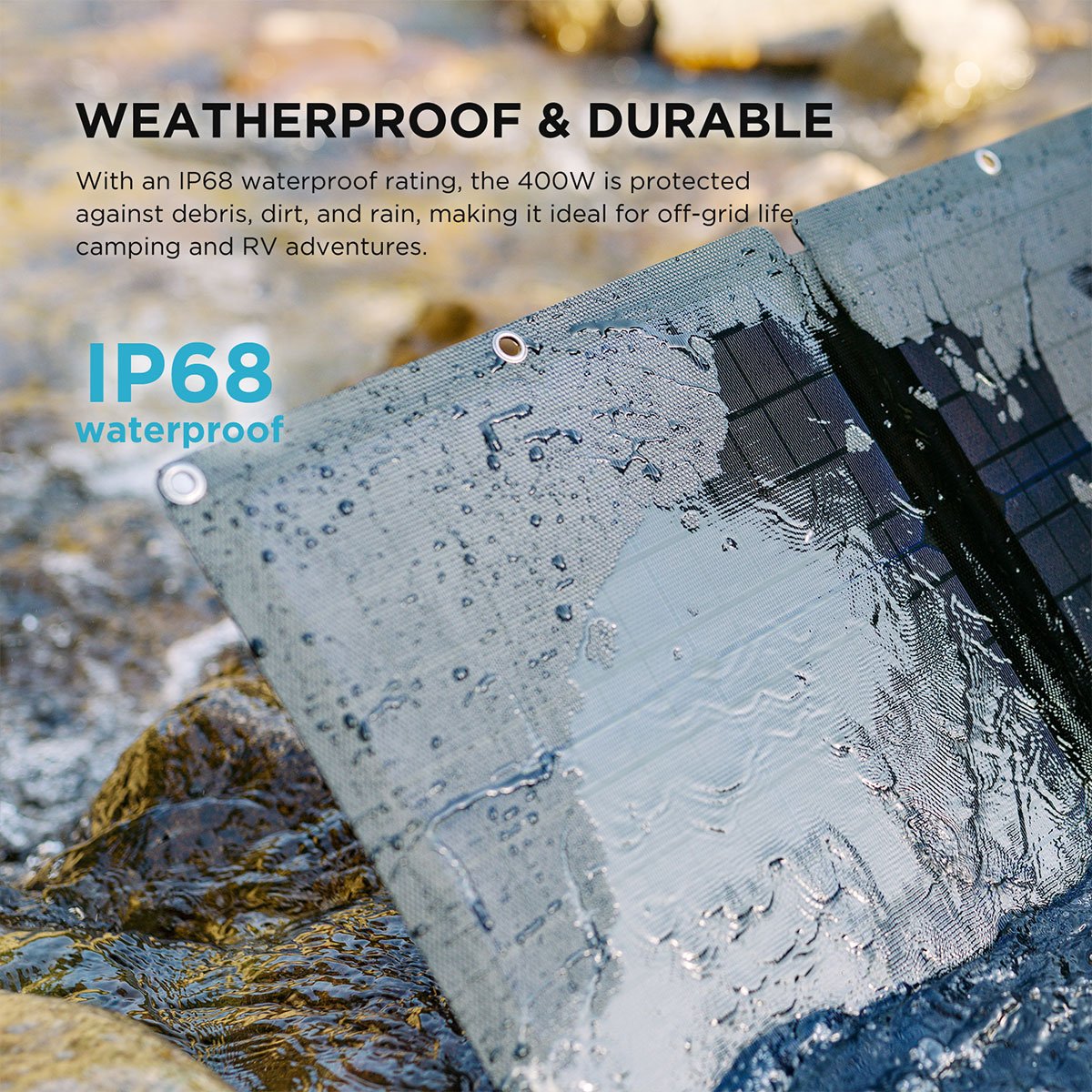 400W Portable Solar Panel for Power Station, Foldable Solar Charger with Adjustable Kickstand, Waterproof IP68 Solar Modules