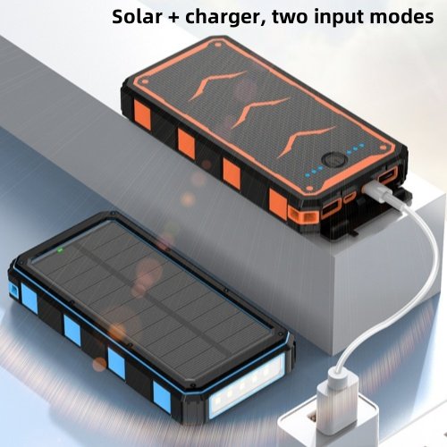 Solar Power Bank 30000mAh External Battery Pack Dual Super Bright Flashlight Compass Solar Super fast charge Power bank